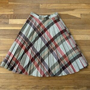 Vintage Earthy Tones Multicolor Plaid A-Line Skirt Academia